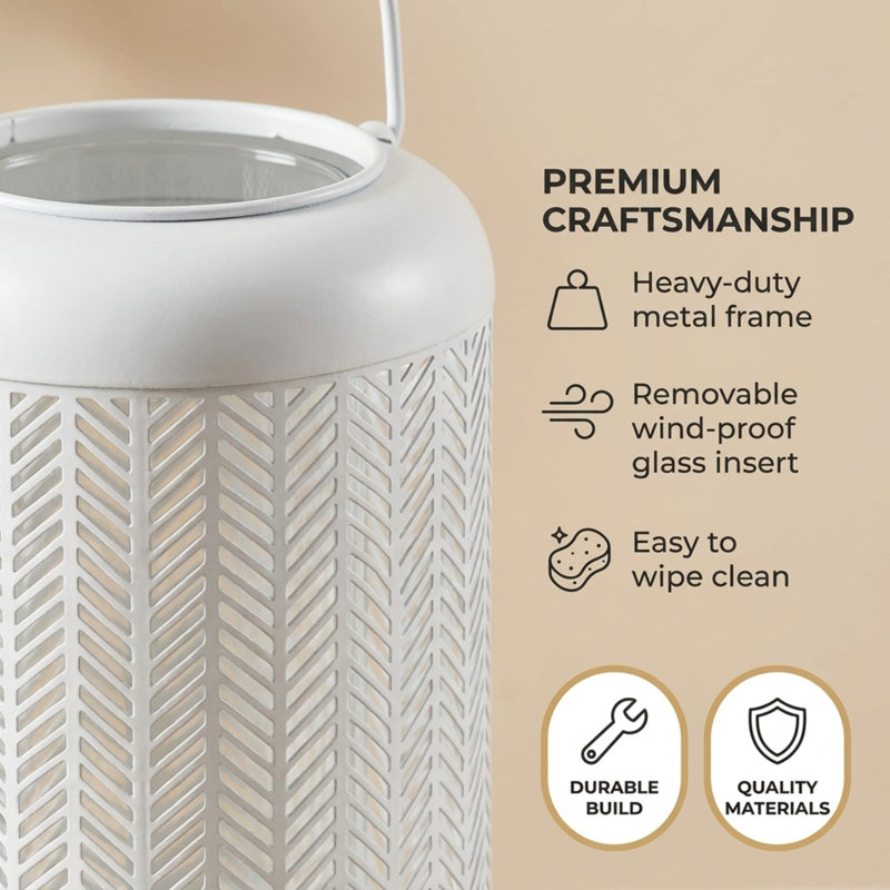 Metal Tabletop Lantern, 5.12" H x 5.12" W x 9.65" D