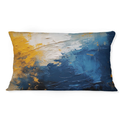 Bleu et jaune Expressions intuitives I - Coussin décoratif imprimé abstrait