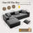 105.5"  Sectional Sofa, Modular Couch With Ottoman & 4 Pillows, Deep Seat L-Shape Couches For Living Room, Modern Minimalist Chenille Fabric Upholstered Sofa, No Assembly Required-276413372-276413370