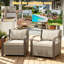 Ensemble de 3 chaises de conversation en rotin tissé pour l'extérieur de style pastoral, deux chaises simples et une table basse double couche-1633362663