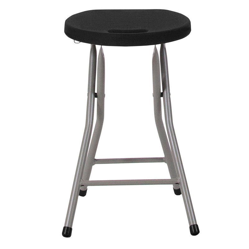 Tabouret pliable Mifflin avec siège en plastique et structure gris titane