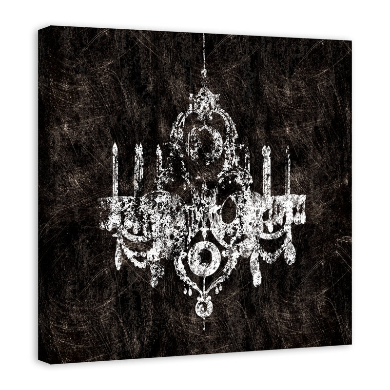 «Black and White Chandelier», impression sur toile tendue