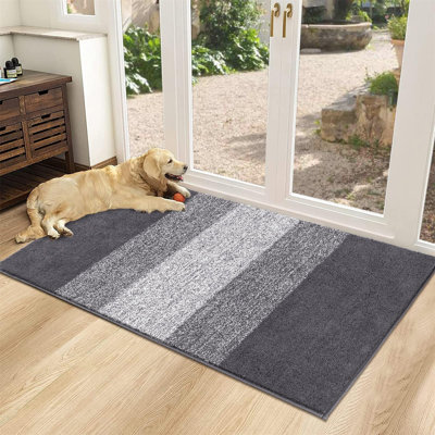 32”x48” Indoor Doormat - Non-Slip, Absorbent, Dirt Resistant Rubber Mat for Entryways, Light Grey