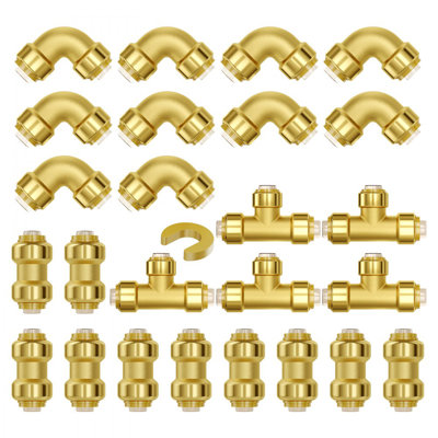 Pipe Fittings 1/2" (Straight,Elbows,Tees) Push-Fit for Air System