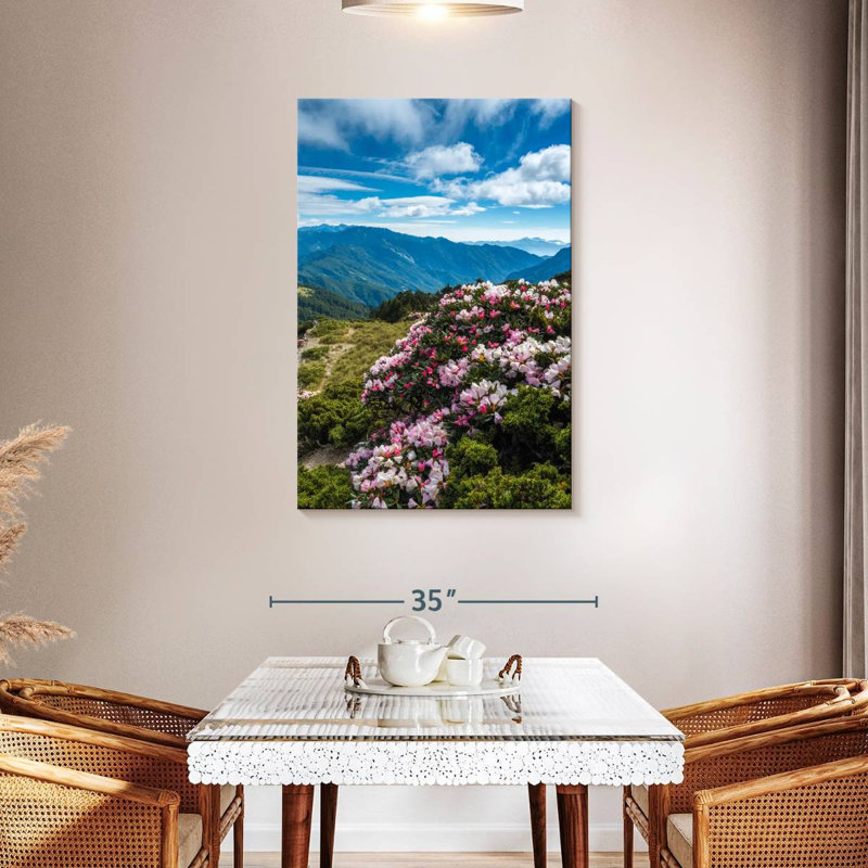 Scène de montagne Rhododendron, H 45 po x l 30 po