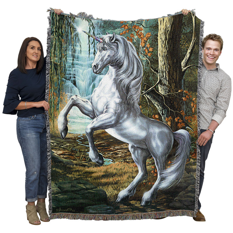Pure Country Weavers Unicorn of The Willow Blanket by Ed Beard Jr - Gift Fantasy Tapestry Throw Woven from Cotton - Made in The USA (72x54)