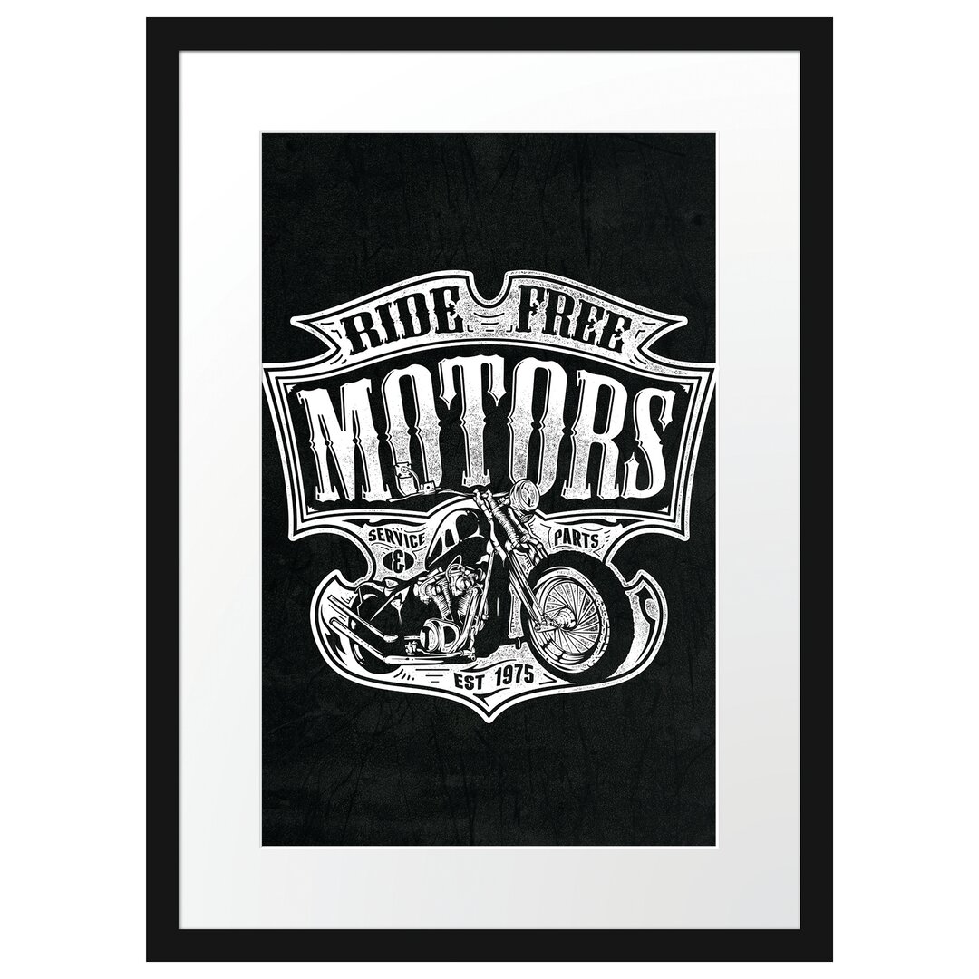 Gerahmtes Poster Ride Free Motors Black