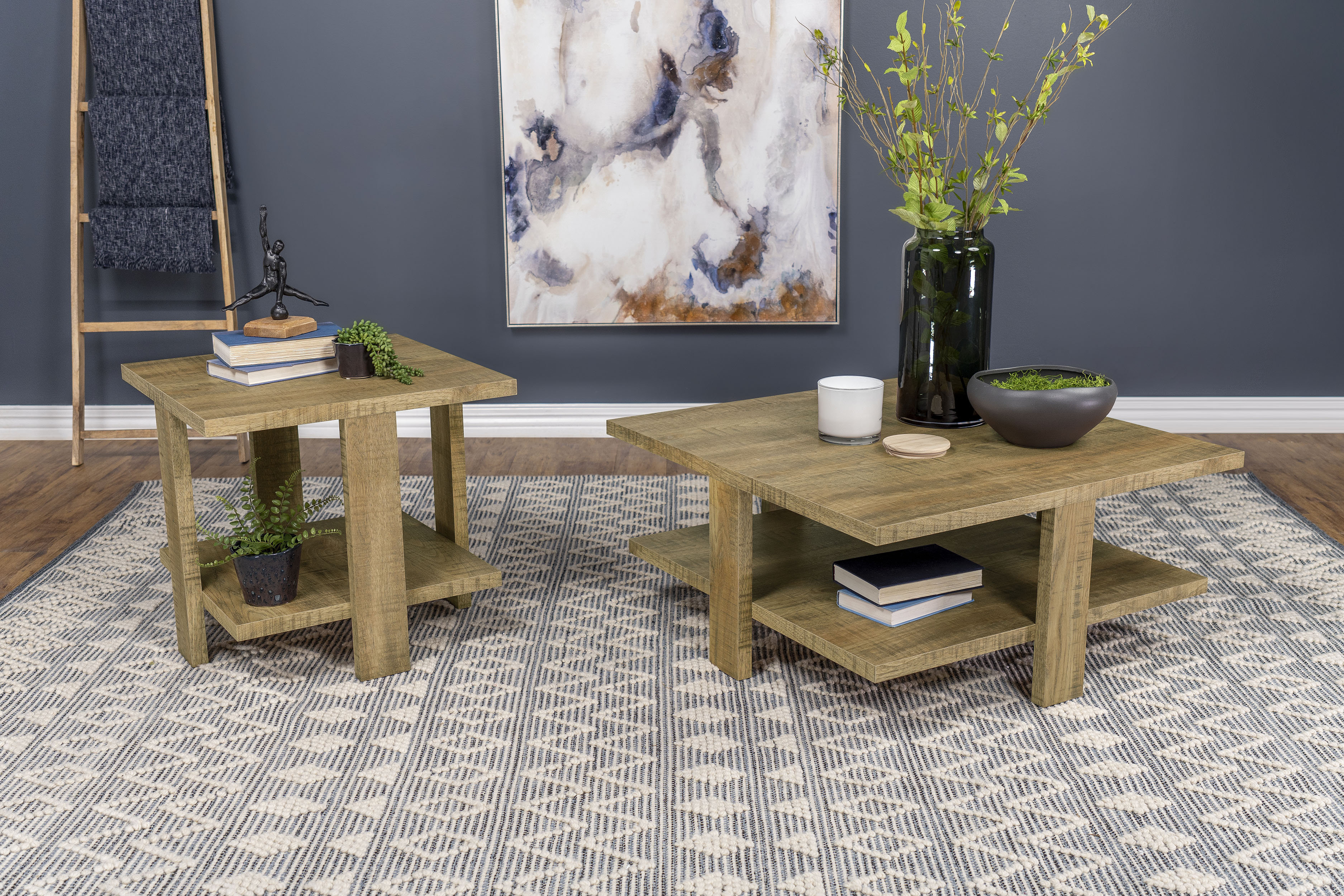 Union Rustic Martinian Round Coffee And End Table Set Mango Brown ...