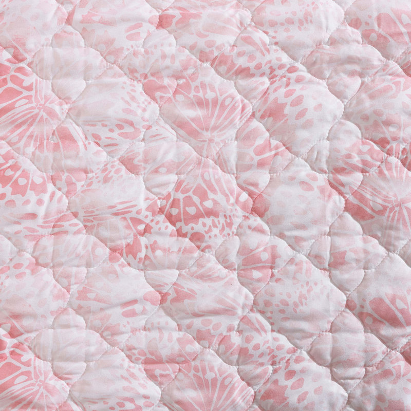 Full Pink Microfiber Reversible Quilt Set with Shams