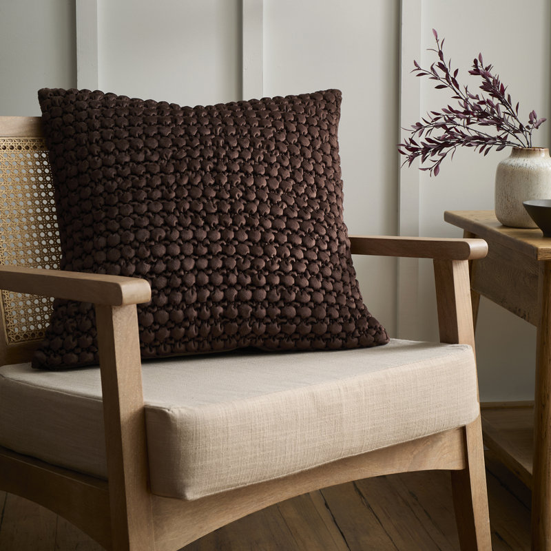 Bobble Geometric Chocolate Cushion, Filled Cushion