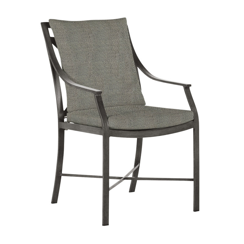 Monaco Patio Dining Armchair with Cushions, Slate Gray, Intermix Bark, Welt
