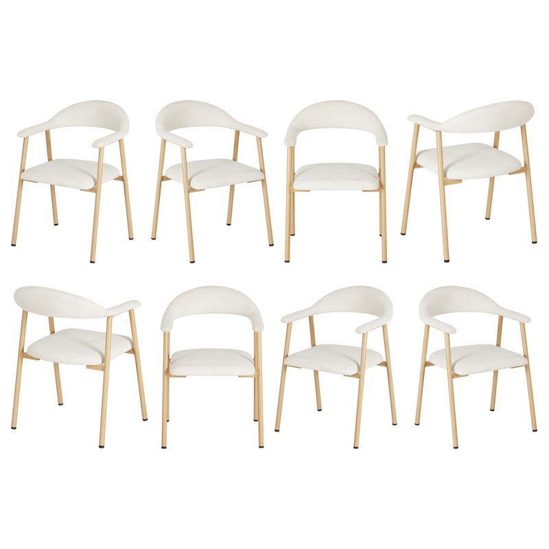  Modern Upholstered Kitchen Dining Chairs, Beige, 8