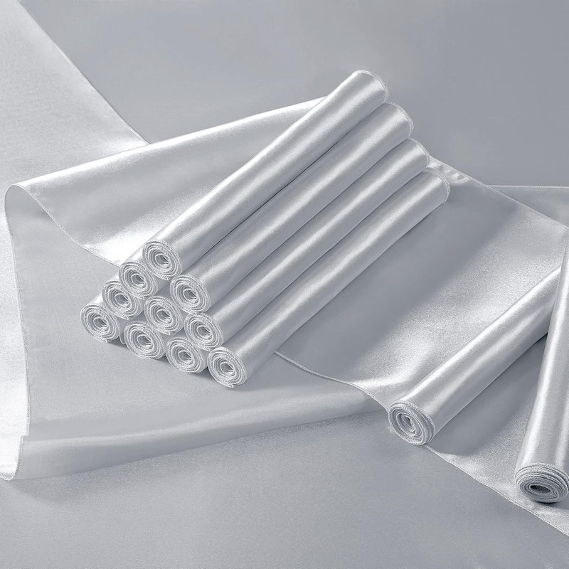 12 satin silver table flags
