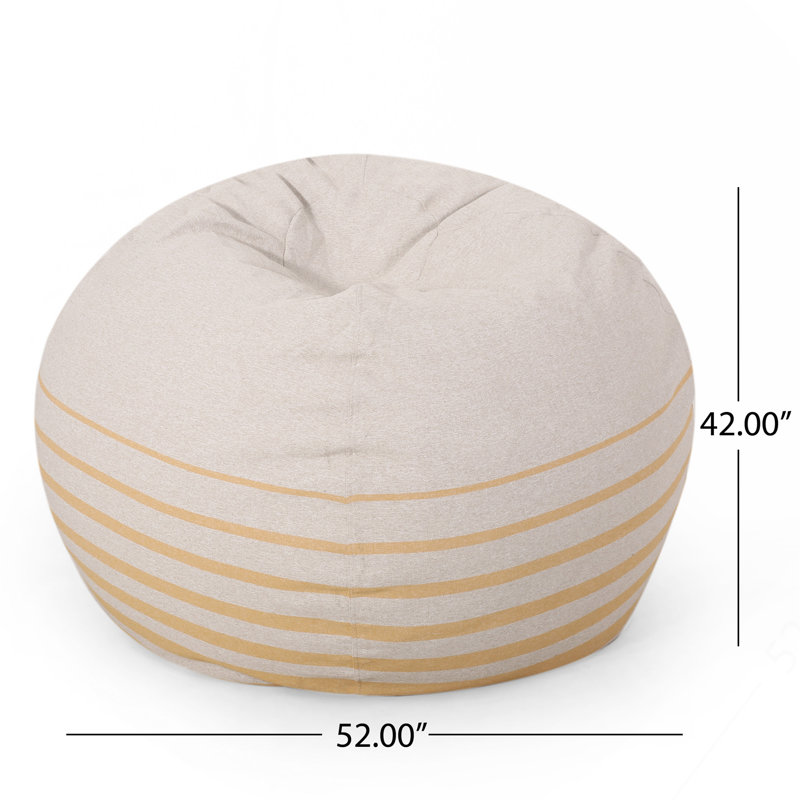 Pouf rond 5 pieds Bohemio, couleur naturelle / jaune rayé, Tissu jaune