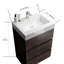 Meuble-lavabo 24 po en noyer de style moderne autoportant, grand espace de rangement, lavabo blanc, glissières de tiroir silencieuses, rangement pré-assemblé à l'intérieur,