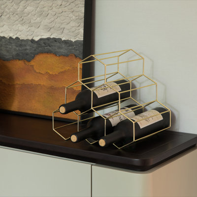 Bagaram 6 Bottle Tabletop Wine Bottle Rack Gold