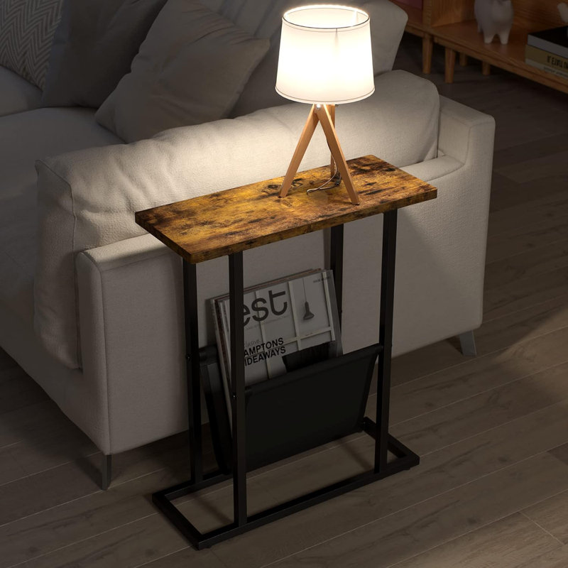 Holifield Side Table with Storage, Brown, Black