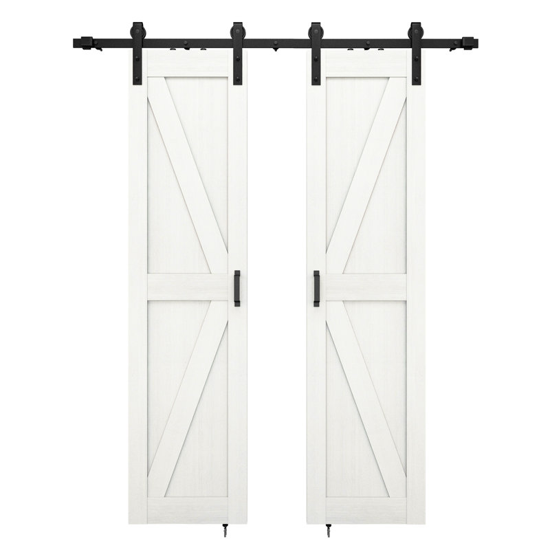 Porte de grange double 84 po avec quincaillerie 7 pi, 36 po x 84 po, Blanc