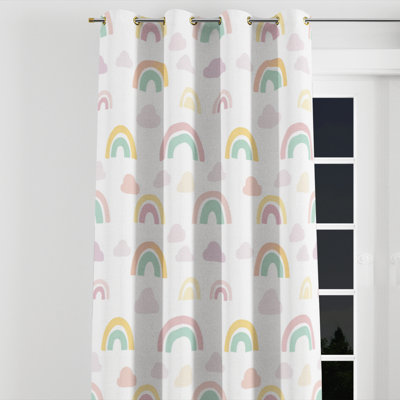 Kids Colorful Curtain panels - Nursery Little Rainbows Grommet Curtain - 1 Panel