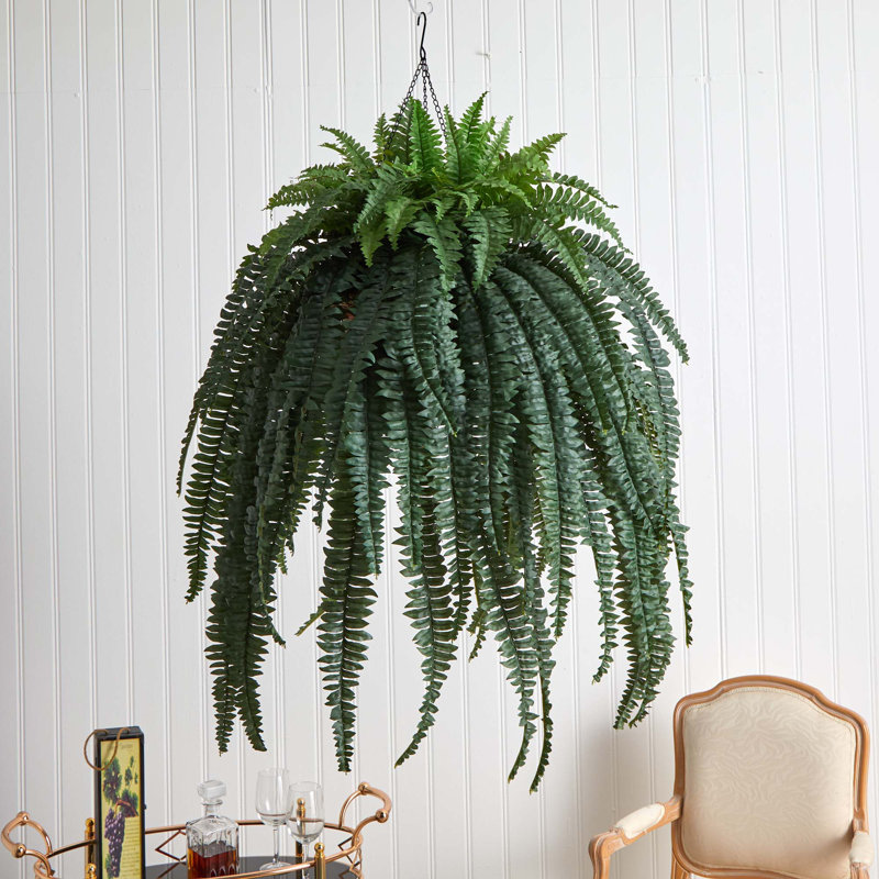 Hanging 50'' Faux Fern Plant in Planter