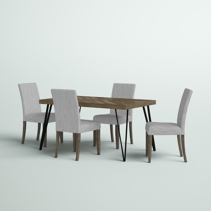 Ensemble de salle à manger 4 personnes Swanscombe avec chaises rembourrées, 5 pièces: table, 4 chaises
