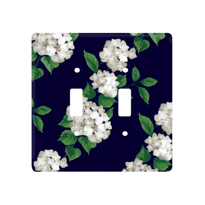 Navy with White Hydrangea Pattern Double Toggle Switchplate