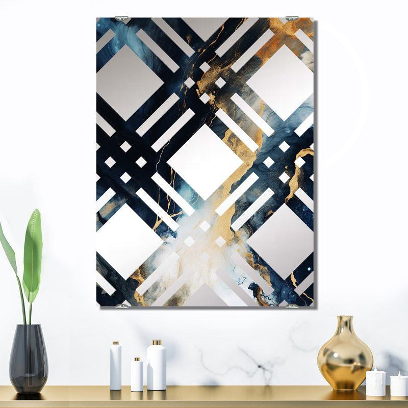 Alix - Grand miroir mural en marbre abstrait MIR137681, 32 po x 24 po