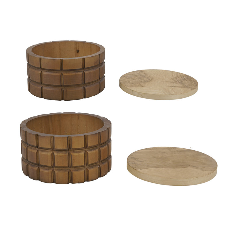 S/2 Wood Box L:9.5x9.5x5.5" S:8x8x4.5"