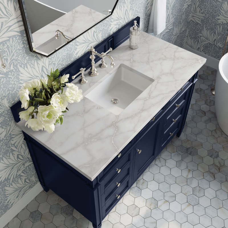 Brittany 48 in. Single Vanity, Victory Blue, Victorian Silver