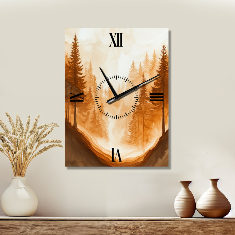 Horloge murale Japandi Latte Forest Mist Glow II, H 32 po x l 24 po - Rectangle