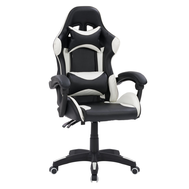 Chaise de jeu PC et course, Blanc / noir