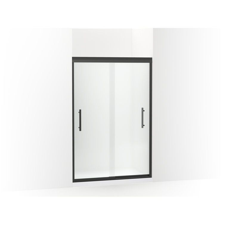 Finesse 44.62'' - 47.62'' W x 70.06'' H Double Added Frameless Shower Door with Frosted Glass