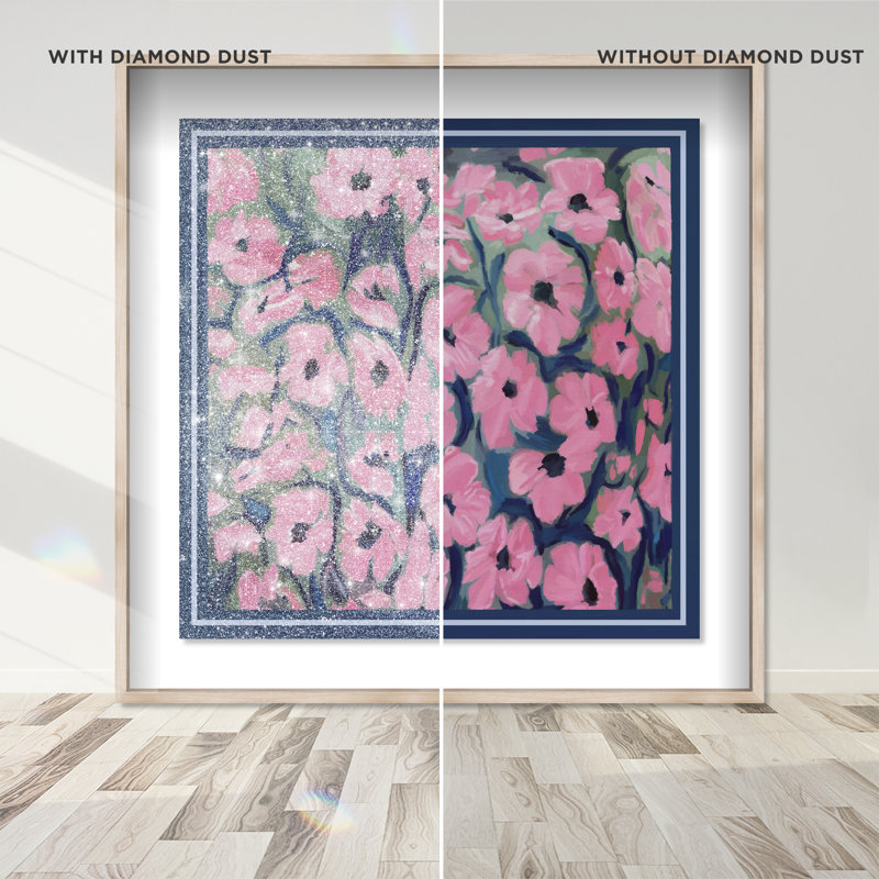 Night Blooms Print by Oliver Gal, 25.5"H x 25.5"W, Natural Oak Shadowbox