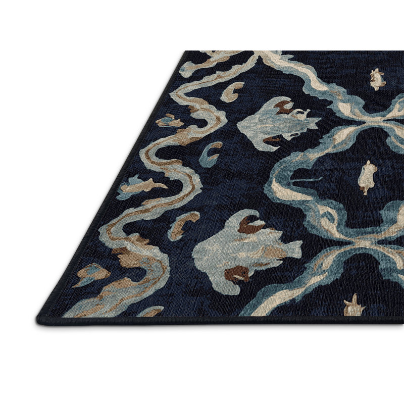 Tapis gris lavable à la machine, Rond 6 pi