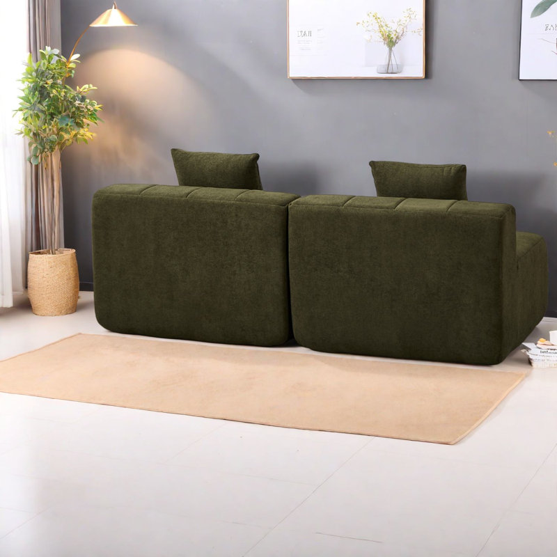 Canapés modulaires à compression, canapé modulaire en chenille verte, salon moderne