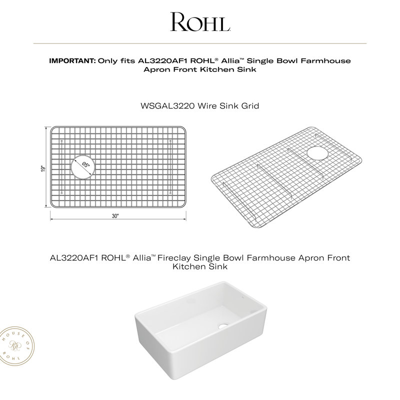 Allia Wire Sink Grid for AL3220AF1 Kitchen Sink, White