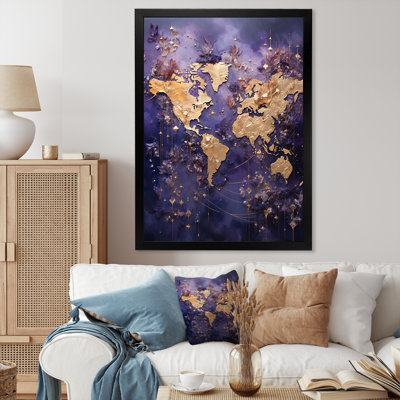 " Ethereal Lavender World Map I " Print