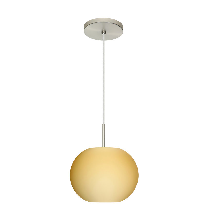 Luminaire suspendu sphère 1 lumière Luna, Opale givrée, Nickel satiné, DEL