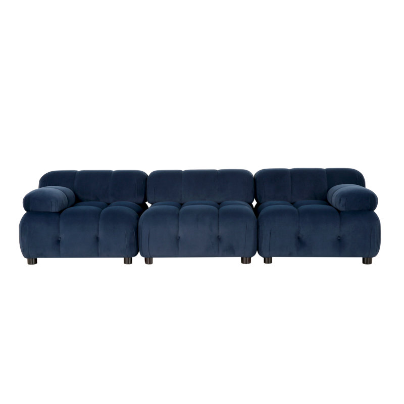 Canapé modulaire 3 pièces rembourré, Mélange de polyester bleu foncé