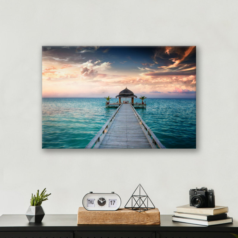 Ocean Pathway Print - Coastal Beach Landscape Wall Art - Seaside Path Ocean View Canvas Poster - Scenic Shoreline Nature Artwork - Travel Beach Decor - Serene Coastal Wall Hanging - Modern Home Decoration Art Print