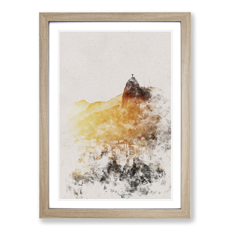 Christ the Redeemer in Rio Vol.3 - Picture Frame Painting, Oak Framed, 48cm H x 36cm W x 2cm D