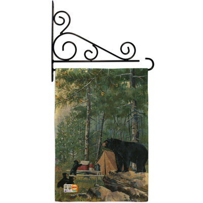 Bears Campsite 2-Sided Burlap 19 x 13 in. Garden Flag
