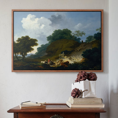 Paysage avec bergers et volée de moutons, v. 1763 - 1765 - Jean-Honoré Fragonard - Toile tendue avec châssis encadrée
