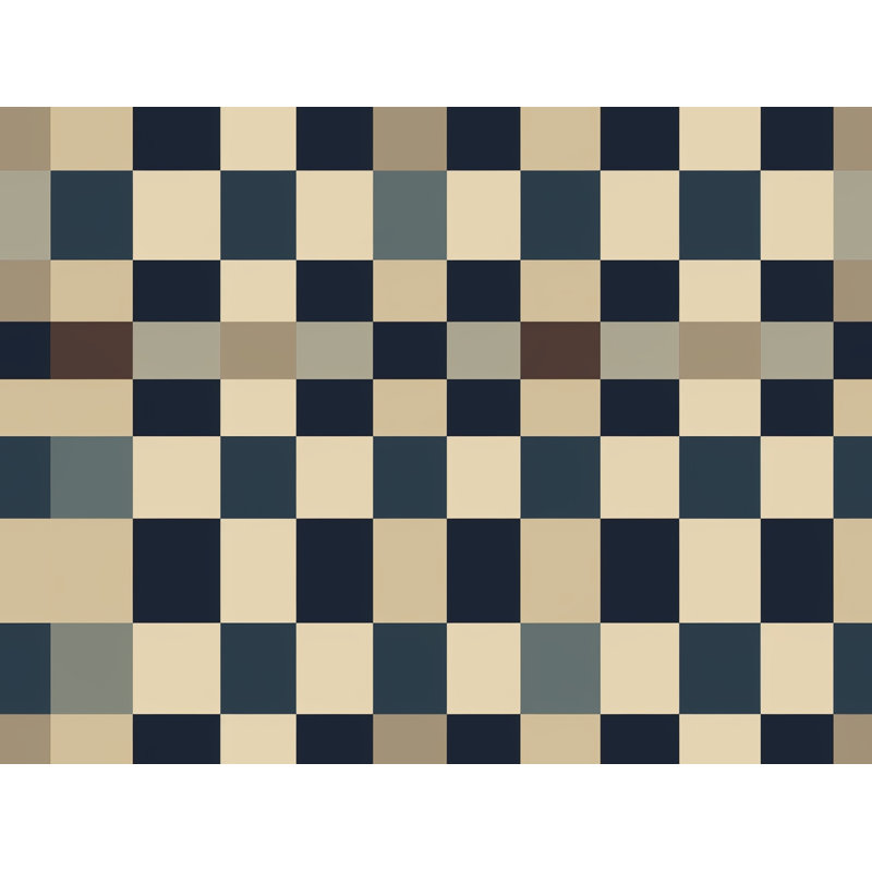 Machine Printed Comforter, King Comforter, Navy/Beige Checkered