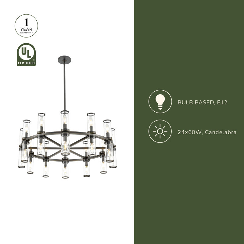 Revolve 24 - Light Chandelier, Polished Nickel