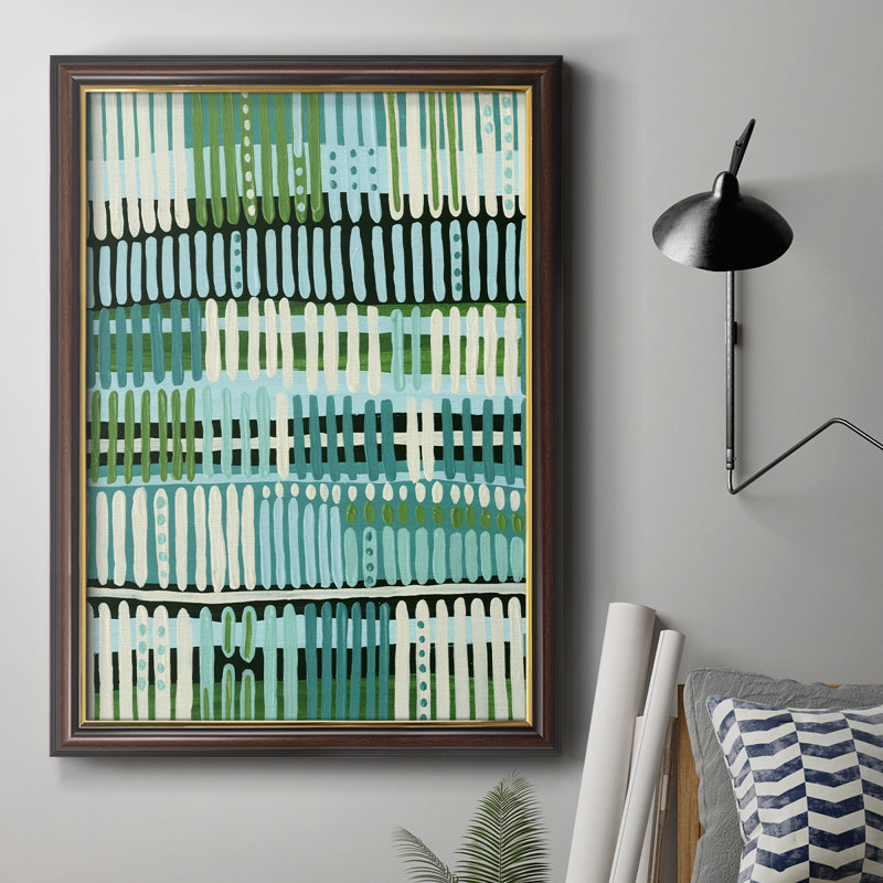 Motif bleu sarcelle II - Peinture sur toile encadrée, H 20 po x l 16 po x P 2,5 po