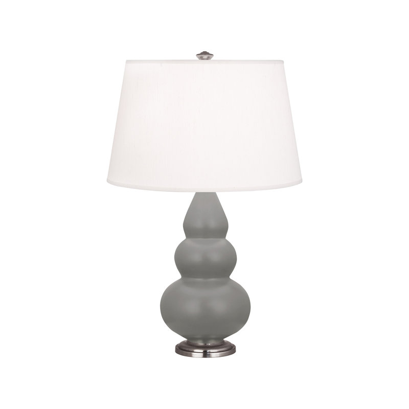Small Triple Gourd Table Lamp, Antique Silver, Matte Smoky Taupe