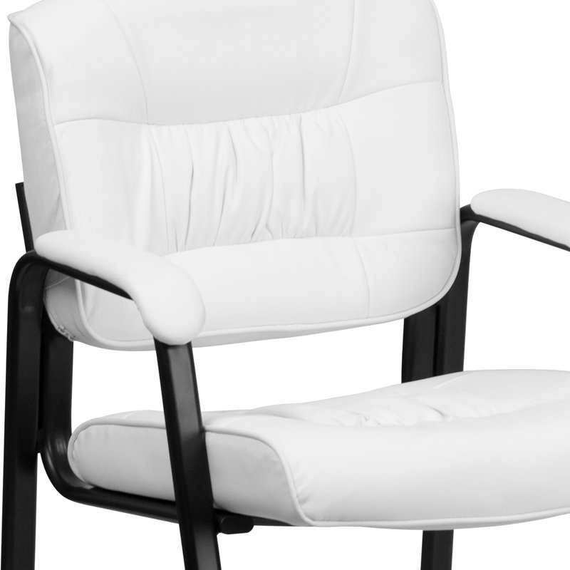 LeatherSoft Executive Side Reception Chair with Powder Coated Frame, White