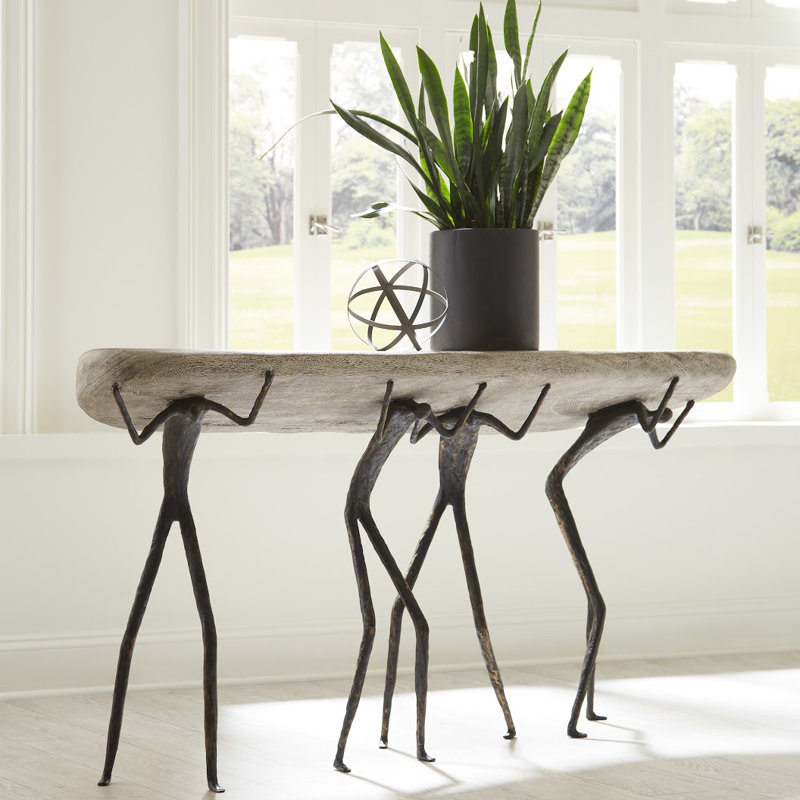 Atlas 60" Black and Gray Stone Console Table