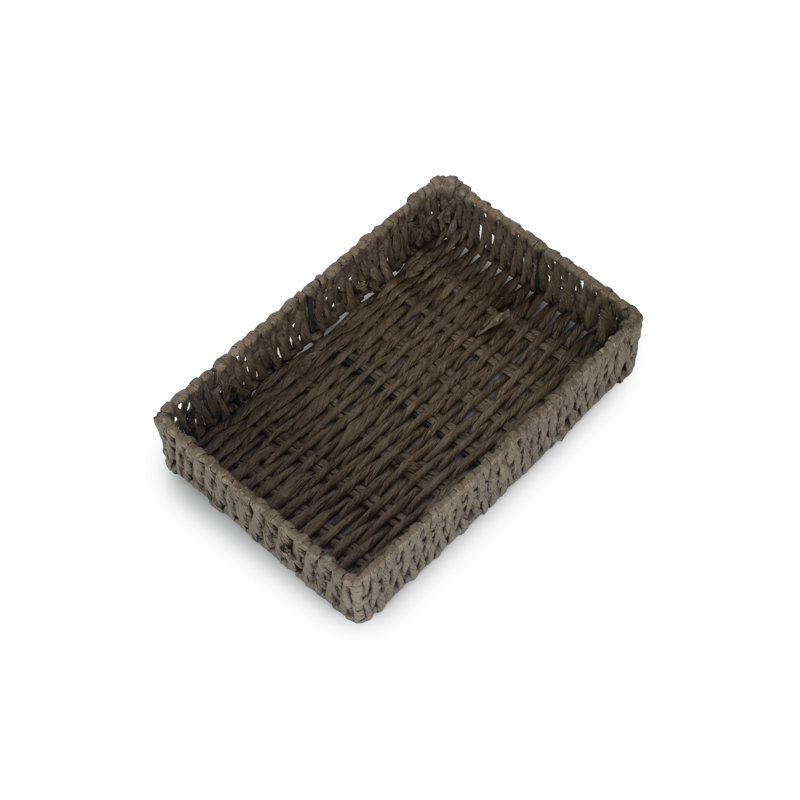 Lily Manor Wicker Storage Tray Basket, 7cm H x 32cm W x 21cm D